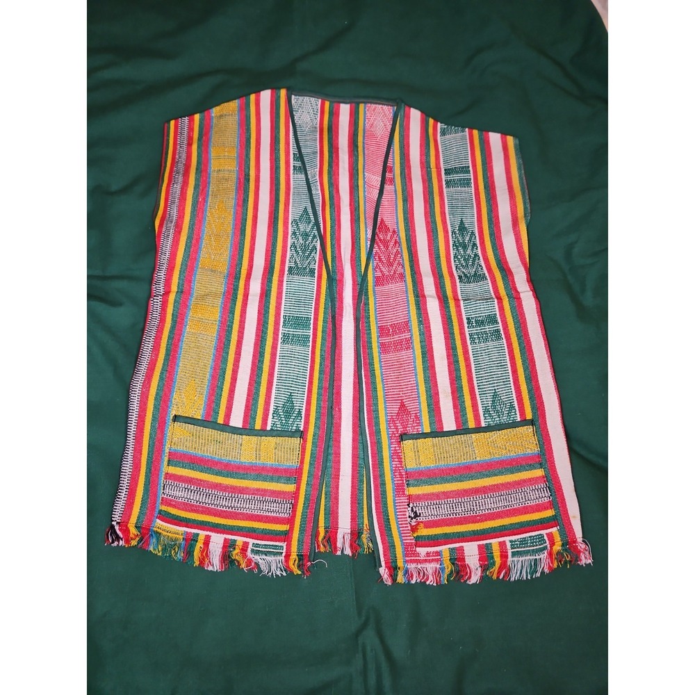 Vintage Handwoven Peruvian Textile Vest Andean Bolivia Quechua Boho Festival